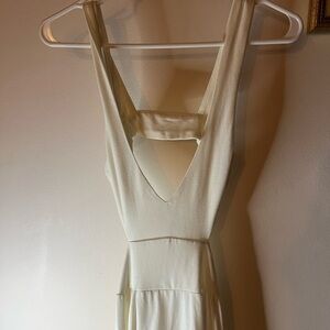 VENUS Ivory Backless V-Neck Maxi Dress